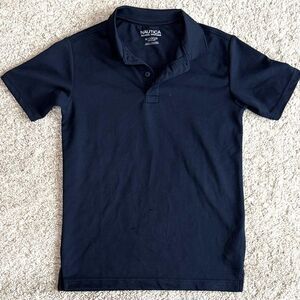 Nautica Boys Polo Shirt Medium 10/12 Navy Blue School Uniform Preppy Aesthetic